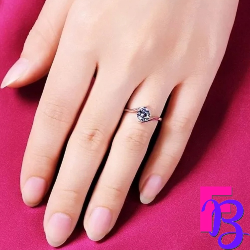 Sterling Silver 1.3 CT Wave Engagement Ring - Picture 4 of 9